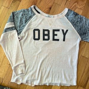 Obey Burnout Baseball Style Long Sleeve Tshirt